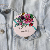 パーソナライズされたヴィンテージかわいらしピンクホリホックス 缶バッジ (インサイチュ)