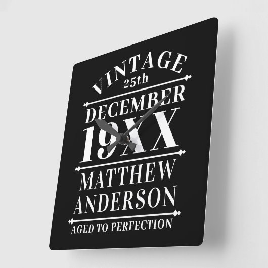 パーソナライズされたヴィンテージの熟達 スクエア壁時計 (傾斜)