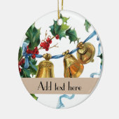 パーソナライズされたヴィンテージの鐘のクリスマスデコレーション セラミックオーナメント (左)