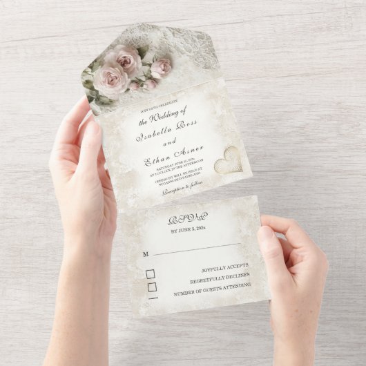 パーソナライズされたヴィンテージのRSVP ポストカード招待状 オールインワン招待状 (貼ってはがせる)