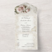 パーソナライズされたヴィンテージのRSVP ポストカード招待状 オールインワン招待状 (内側)