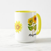 パーソナライズされたヴィンテージひまわりマグカップかわいい名前 マグカップ (正面右)