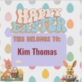 パーソナライズされたヴィンテージイースターおもしろい シール (正面)