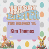 パーソナライズされたヴィンテージイースターおもしろい シール (正面)