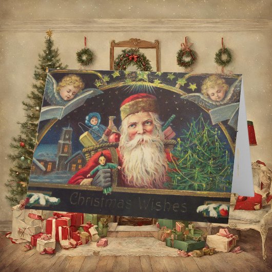 パーソナライズされたヴィンテージオールドクラシックサンタ シーズンカード