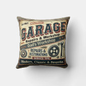 パーソナライズされたヴィンテージガレージ装飾用クッション クッション (裏面)