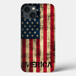 パーソナライズされたヴィンテージグランジメリカ国旗 iPhone 13ケース