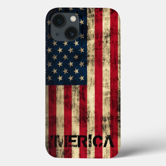 パーソナライズされたヴィンテージグランジメリカ国旗 Case-Mate iPhoneケース (裏面)