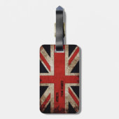 パーソナライズされたヴィンテージグランジ英国国旗 ラゲッジタグ (裏面縦)