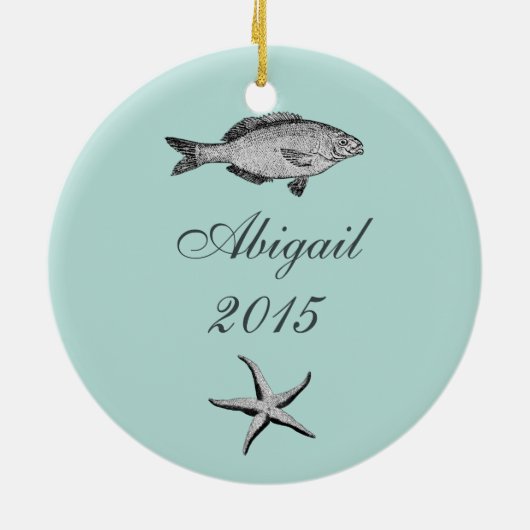 パーソナライズされたヴィンテージケープメイショアビーチ セラミックオーナメント (裏面)