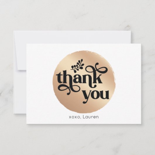 パーソナライズされたヴィンテージゴールドサークルフラットありがとうございます サンキューカード (正面)
