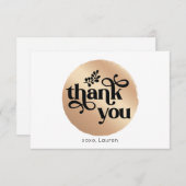 パーソナライズされたヴィンテージゴールドサークルフラットありがとうございます サンキューカード (正面/裏面)