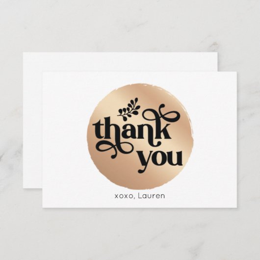 パーソナライズされたヴィンテージゴールドサークルフラットありがとうございます サンキューカード (正面/裏面)