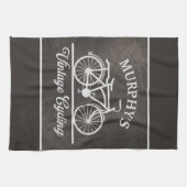 パーソナライズされたヴィンテージサイクリングレトロ キッチンタオル (横)