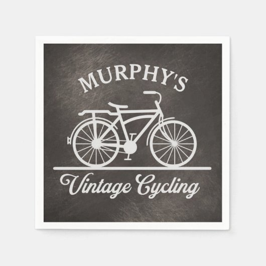 パーソナライズされたヴィンテージサイクリングレトロ スタンダードカクテルナプキン (正面)