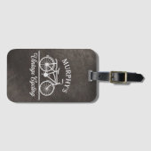 パーソナライズされたヴィンテージサイクリングレトロ ラゲッジタグ (正面横)