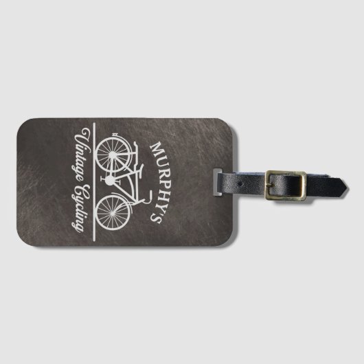 パーソナライズされたヴィンテージサイクリングレトロ ラゲッジタグ (正面横)