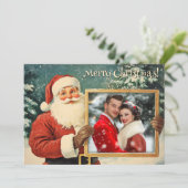 パーソナライズされたヴィンテージサンタクリスマスカード シーズンカード (スタンド正面)