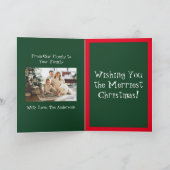 パーソナライズされたヴィンテージサンタ&雪だるまのホリデーカード サンキューカード (内部)