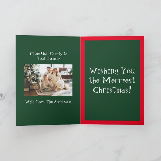 パーソナライズされたヴィンテージサンタ＆雪だるまのホリデーカード サンキューカード (内部)