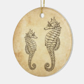 パーソナライズされたヴィンテージシーホース海ビーチ セラミックオーナメント (左)