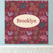 パーソナライズされたヴィンテージジャングルサファリピンク キャンバスプリント (インサイチュ (ウッドフロア))