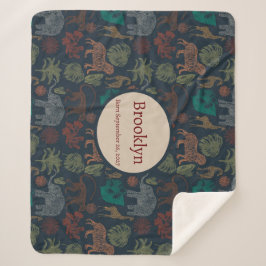 パーソナライズされたヴィンテージジャングルサファリ シェルパブランケット