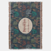 パーソナライズされたヴィンテージジャングルサファリ スローブランケット (正面縦)