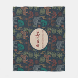 パーソナライズされたヴィンテージジャングルサファリ フリースブランケット