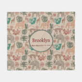 パーソナライズされたヴィンテージジャングルサファリ フリースブランケット (正面(横))