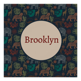 パーソナライズされたヴィンテージジャングルサファリ ポスター