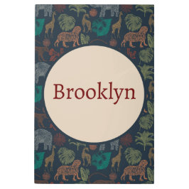 パーソナライズされたヴィンテージジャングルサファリ メタルプリント