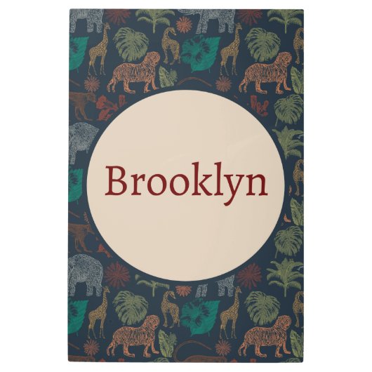 パーソナライズされたヴィンテージジャングルサファリ メタルプリント (正面)
