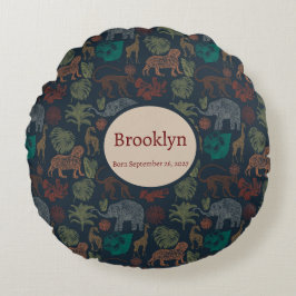パーソナライズされたヴィンテージジャングルサファリ ラウンドクッション