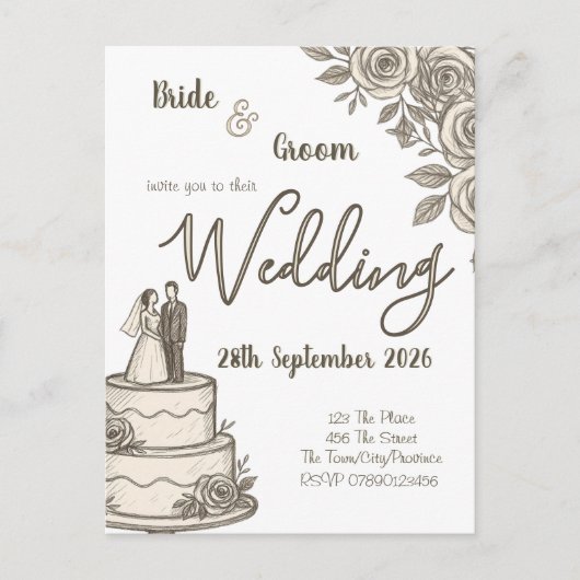 パーソナライズされたヴィンテージスエレガントケッチ ポストカード (正面)