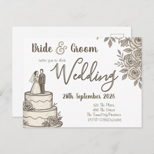 パーソナライズされたヴィンテージスエレガントケッチ 案内ポストカード (正面/裏面)