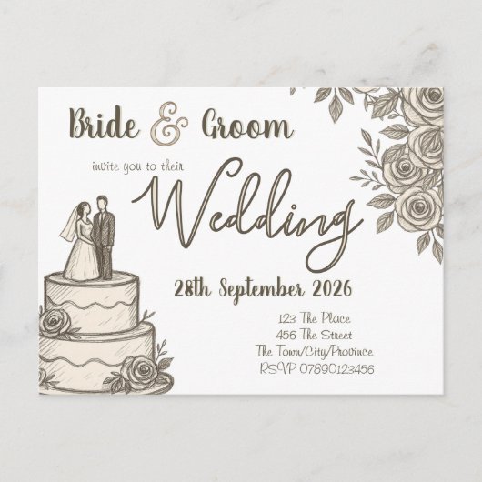 パーソナライズされたヴィンテージスエレガントケッチ 案内ポストカード (正面)