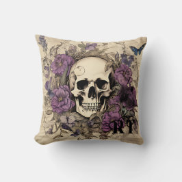 パーソナライズされたヴィンテージスカル花 クッション