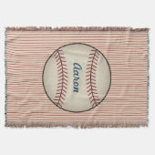 パーソナライズされたヴィンテージスポーツ野球ブランケット スローブランケット (正面)