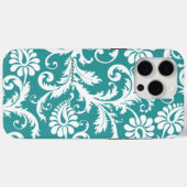 パーソナライズされたヴィンテージダマスク変更ティール(緑がかった色)任意の色 Case-Mate iPhoneケース (裏面 (横))