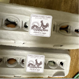 パーソナライズされたヴィンテージチキンファームのオーナー名グレー スクエアシール