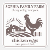 パーソナライズされたヴィンテージチキンファームのオーナー名グレー スクエアシール (正面)