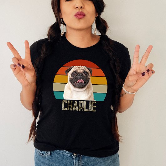 パーソナライズされたヴィンテージドッグカスタムレトロペット写真 トライブレンドＴシャツ