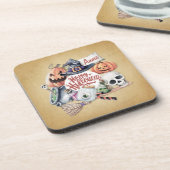 パーソナライズされたヴィンテージハッピーハローウィン | コースター (左側)
