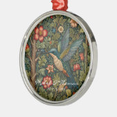 パーソナライズされたヴィンテージハミングバードボヘミアンアート メタルオーナメント (左)