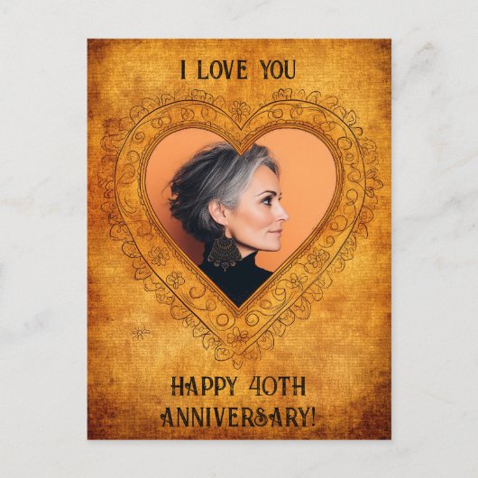 パーソナライズされたヴィンテージハート枠 ポストカード (正面)