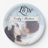 パーソナライズされたヴィンテージバナ結婚ー写真 ペーパープレート (正面)