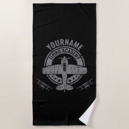 パーソナライズされたヴィンテージパイロット飛んでいる学院 ビーチタオル