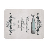 パーソナライズされたヴィンテージビーチ結婚鯨磁石 マグネット (横)