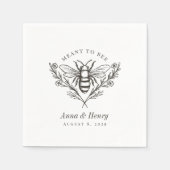 パーソナライズされたヴィンテージビー結婚の"Meaned to Bee" スタンダードカクテルナプキン (正面)